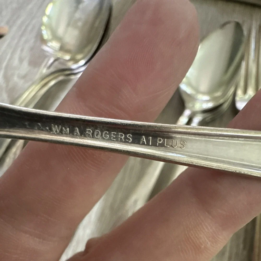 Wm. A Rogers A1 NUART 41pc Silver Plated Flatware Set Art Deco 1930's